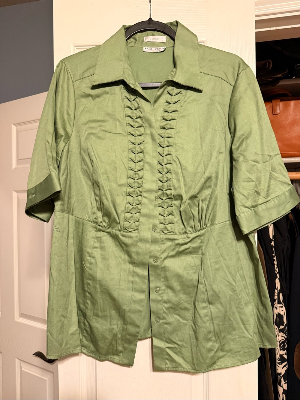 Fred David Light Olive Green Stretch Shirt